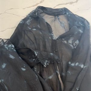Luna Luz Black Tie Dye Duster Large